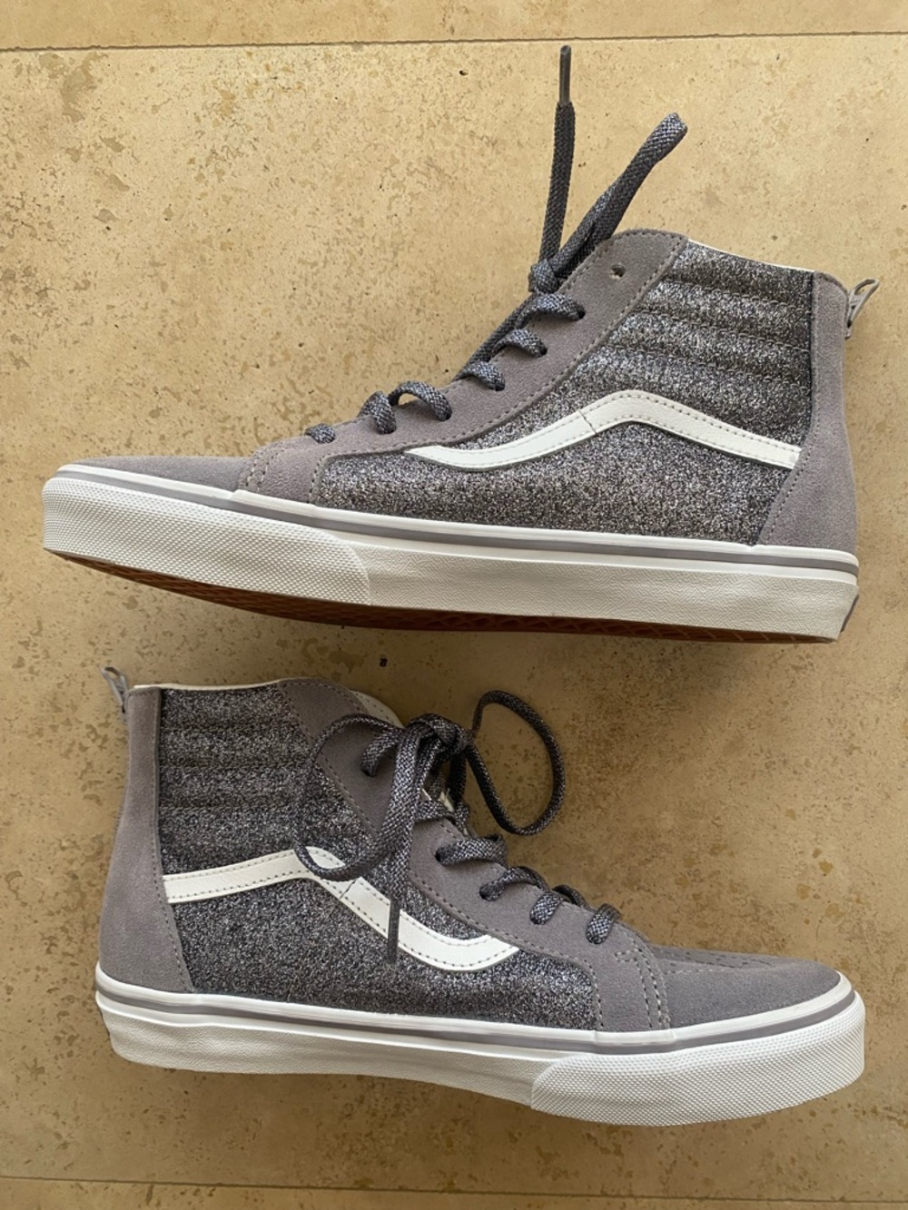 Vans Women’s Grey Glitter Hi Top Shoes